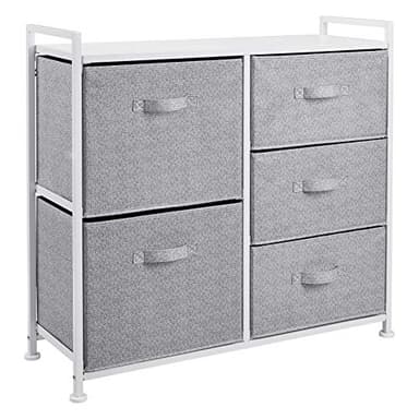 Amazon Basics Closet Organizer Drawers with 5-Fabric Storage Units, White - Image 1