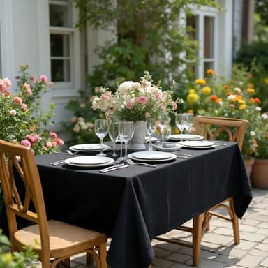 sancua Rectangle Tablecloth - 60 x 84 Inch - Stain and Wrinkle Resistant Washable Polyester Table Cloth, Decorative Fabric Table Cover for Dining Tables, Buffet Parties and Camping, Black - Image 4