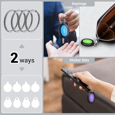 Esky Key Finder Locator with Sound, 85dB Item Trackers with 131ft Range Beeper Tags, Wireless Key Finders for Finding Keys Wallet Remote Control Pet Phone, 4 Receivers & Flashlight - Image 4