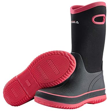 HISEA Women Mud Boots, Neoprene Rubber Garden Shoes Waterproof Mid Calf Rain Boots for Outdoor - Image 1