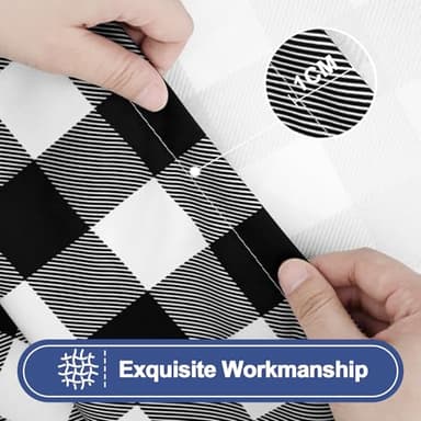 Smiry Picnic Table Cloth 2 Pack, Waterproof Elastic Fitted Tablecloths for 6FT Rectangle Tables, Washable Polyester Buffalo Plaid Tablecloth for Camping, Dining & Outdoor (Black & White, 30" x 72") - Image 6
