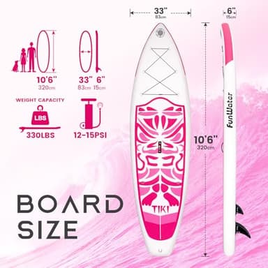 FunWater Inflatable 10'6×33"×6" Ultra-Light SUP for All Skill Levels Everything Included with Stand Up Paddle Board, Adj Paddle, Pump, ISUP Travel Backpack, Leash, Waterproof Bag - Image 2