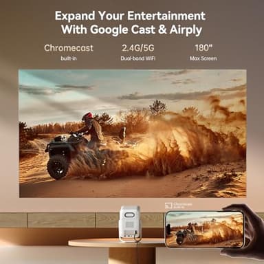 Wanbo T2 Ultra Projector with WiFi and Bluetooth, Native 1080P Mini Portable Projector with 120° Adjustable Stand, Auto Focus & Keystone, 500 ANSI Outdoor Movie Proyector, White - Image 7