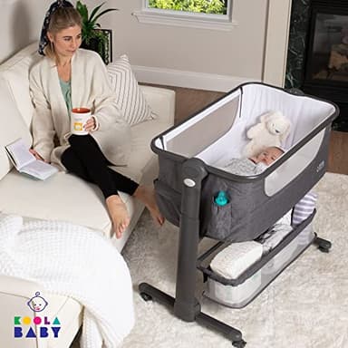 KoolerThings Baby Bassinet, Bedside Sleeper for Baby, Easy Folding Portable Crib with Storage Basket for Newborn, Bedside Bassinet, Comfy Mattress/Travel Bag Included (Bassinet) (Grey) - Image 7