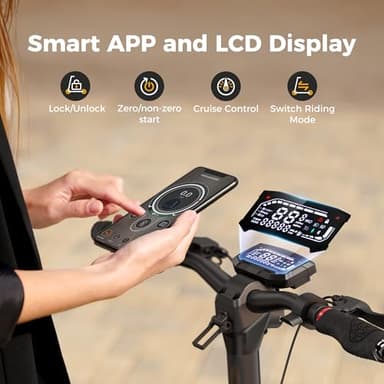 iScooter Electric Scooter, 1000W E Scooter, 50 Miles Long Range & 38 MPH Top Speed, 10" Off-Road Vacuum Tire Scooter for Adults with Turn Signals, Double Braking Systems, APP and Storage Bag - Image 7