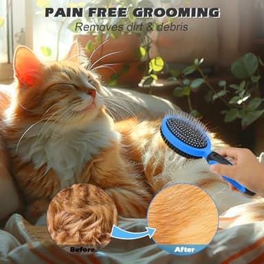 2PCS Pet Grooming Tools - Double-Sided Brush for Shedding and Bathing, Suitable for Short/Long Haired Dogs Cats and Horses, Deshedding Dog Brush, Mane & Tail Combs for Horses - Pet Supplies (Blue) - Image 5