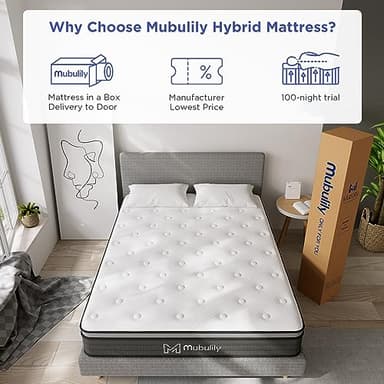 Mubulily Queen Mattress,10 Inch Hybrid Mattress in a Box with Gel Memory Foam Mattress,Individually Wrapped Pocket Coils Innerspring Mattress,Pressure Relief,Back Pain Relief,CertiPUR-US. - Image 5