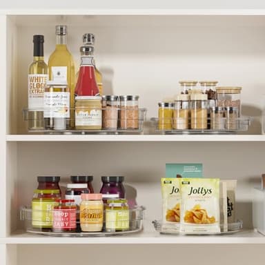 LAMU 3 Pack Lazy Susan Organizer Turntable for Cabinet, Rotating Condiment Organizer for Kitchen Pantry Organizers and Storage, Table Top, Fridge, Countertop, Spice Organization, 9.25'' 10.6'' 12'' - Image 3
