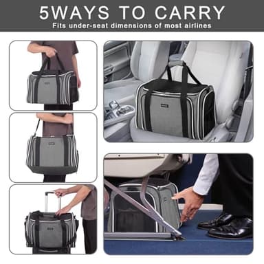 BAGLHER Cat Carrier Bag,Airline Approved Pet Carrier Soft Side Pet Travel 5 Sides Open Doors 3 Sides Expandable Foldable Dog Carrier with Fleece Pad - Image 7