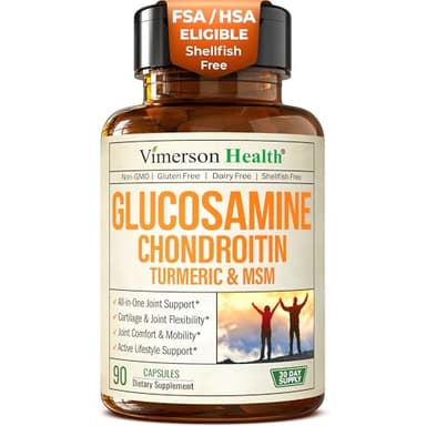 Glucosamine Chondroitin MSM and Turmeric Supplement – Joint Support Supplement for Women and Men with Boswellia and Chondroitin Sulfate – for Cartilage, Joint Health and Flexibility – 90 Capsules - Image 1