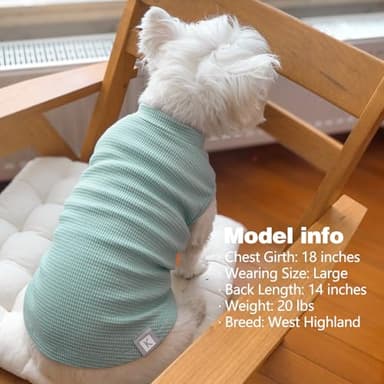 KYEESE 2Pack Waffle Dog Shirts for Small Dogs Stretchy T-Shirts Lightweight Tank Top Sleeveless Striped Vest Breathable Cat Tee, Medium, Green+Striped - Image 7