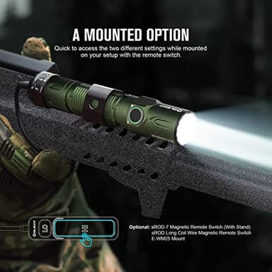 OLIGHT Warrior 3S 2300 Lumens Rechargeable Tactical Flashlight, Compact Dual-Switches LED Bright Light with Proximity Sensor, Powered by Customized Battery for Emergency, and Searching (OD Green) - Image 3