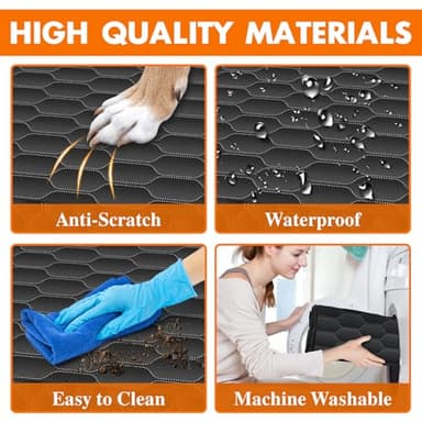 NECKORY Dog Back Seat Cover, Waterproof Scratch Proof Nonslip Dog Hammock for Car, Car Seat Cover for Back Seat with Sanitary Pad Mesh & Pocket for Cars SUVs and Trucks - S, Black/Orange - Image 4