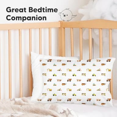 KeaBabies Toddler Pillowcase 13"x18" - Organic Cotton Toddler Pillowcase for Kids, Boys, Girls,Soft & Durable Cotton Cover for Miniature Sleepy Pillows,Cute Colors,Pillow Sold Separately(Construction) - Image 8