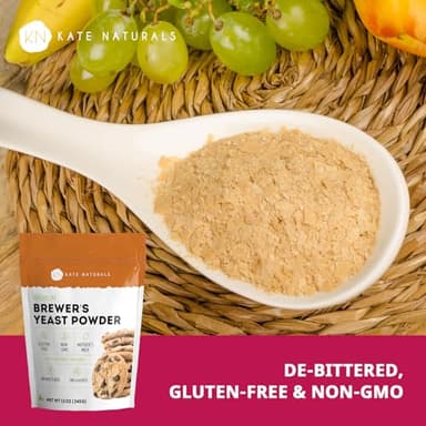 Kate Naturals Brewers Yeast Powder for Lactation Support & Nursing Moms. Debittered Brewer's Yeast for Lactation Cookies & Lactation Supplement (12oz, Gluten Free, Non-GMO) - Image 3