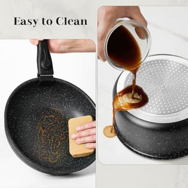 Sweetcrispy 12 pcs Pots and Pans Set, Nonstick Kitchen Induction Cookware Suit with Detachable Handle, Dishwasher Oven Safe, Black - Image 5