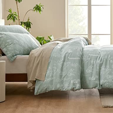 Bedsure Queen Comforter Set - Sage Green Bed Set, 3 Pieces Cute Floral Bedding, 1 Soft Reversible Botanical Flowers Comforter and 2 Pillow Shams - Image 5