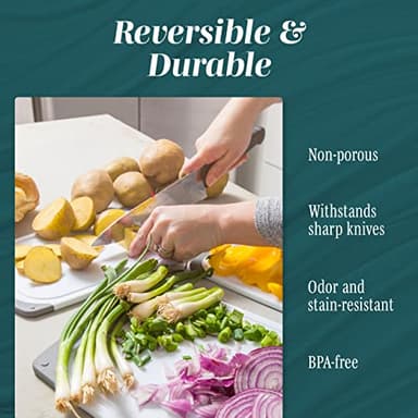 Cutting Boards for Kitchen - BPA-Free Chopping Board - Different Sizes & Non Slip Handles - Reversible, Large Cutting Board Set - Unique Gifts for Cooks Who Have Everything - 3-Pack Gray - Image 2