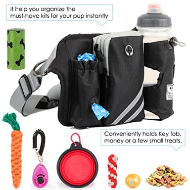 SHINE HAI Retractable Hands Free Dog Leash with Dual Bungees for 2 Dogs, Adjustable Waist Belt Fanny Pack, Reflective Stitching Leash for Running Walking Hiking Jogging Biking Black - Image 8