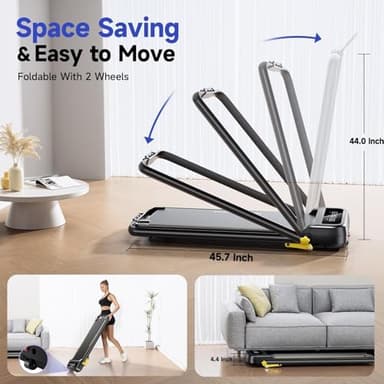 YPOO Foldable Treadmill with Incline, Walking Pad with Handle Bar 3 Level Incline, Portable Folding Treadmills for Home/Office 300 Lbs Capacity, Quiet Desk Treadmill with Remote Control & APP - Image 3