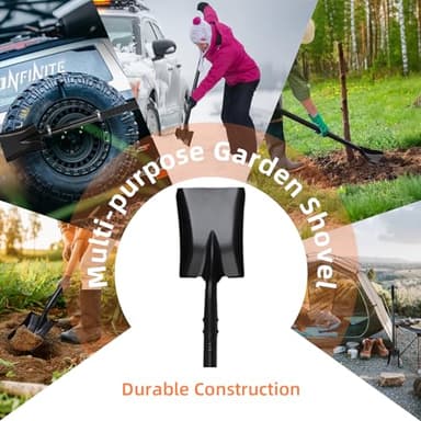 Small Square Shovel for Digging with Metal Handle, 43.3 Inch Heavy Duty Small Shovel, Trench Shovels Ideal for Digging Gardening Trenching Camping Planting Transferring, Black - Image 6