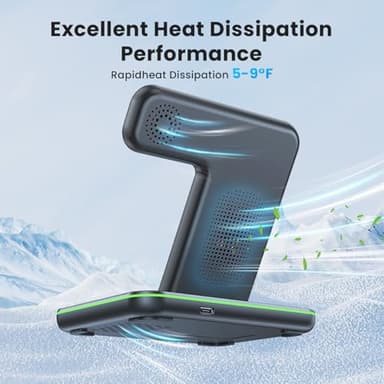 WAITIEE Wireless Charger for iPhone 16 15 14 13 12 11 X 8, 3 in 1 Charging Station for Apple Watch 10/9/8/7/6/5/4/3/2/SE/Ultra/Ultra 2 & for AirPods 4/3/2/Pro/Pro 2 (Black) - Image 5