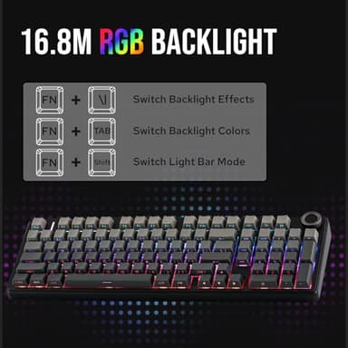 MechLands Aula F99 PRO 96% Mechanical Gaming Keyboard, BT5.0/USB-C/2.4GHz Wireless, Hot Swappable Gasket Custom Keyboard with 8000mAH Battery, Rotary Knob, RGB Backlit for Win/Mac (Grey) - Image 5