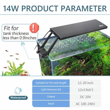 hygger Clip On 24/7 Lighting Aquarium LED Light,Sunrise-Daylight-Moonlight and DIY Mode, Adjustable Timer/Brightness Fish Tank Light with 7 Colors for Planted Tank (14W for 12~20in Tank) - Image 5