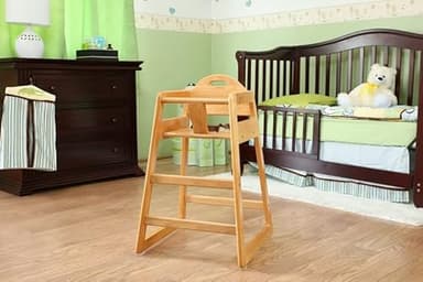Wooden High Chair for Baby & Toddler – Restaurant-Style Stackable HighChair with Commercial Grade Solid Wood for Dining Table & Kitchen – Compact & Portable Design for Home & Restaurant Use -Natural - Image 5