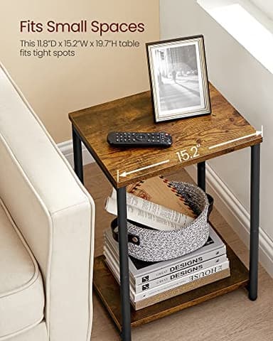 VASAGLE Side Tables Set of 2, Small End Table, Nightstand for Living Room, Bedroom, Office, Bathroom, Rustic Brown and Black ULET272B01 - Image 6