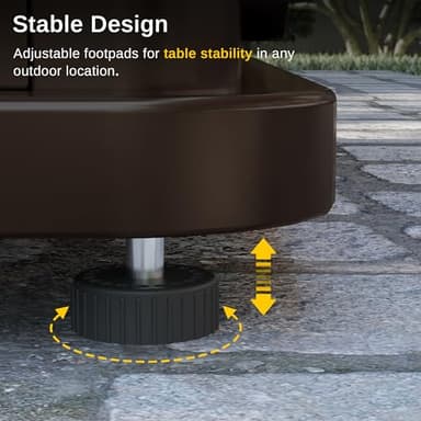 EAST OAK 28'' Propane Fire Pit Table, 50,000 BTU Steel Gas FirePit for Outdoor, Outside Patio Deck and Garden, CSA Certified Fire Table with Magnetic Lid, Cover-Storage Basket and Lava Rock , Brown - Image 6