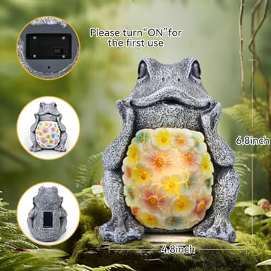LJINNOVEX Solar Garden Frog Statue with Light– Charming Outdoor Figurine for Yard, Patio, Lawn Decorations – Unique Solar-Powered Garden Decor Gift for Mom, Grandma, Birthday, or Christmas - Image 5