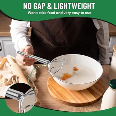 Agttete Danish Dough Whisk Stainless Steel Hook Dutch Bread Mixer Hand Tool for Sourdough Baking Making Blending Pastry Pizza - Image 6