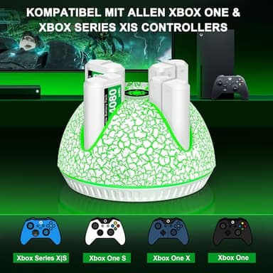 DINOSTRIKE Rechargeable Battery Pack for Xbox Controller,Xbox Controller Charger Station with 4X4080mWh Batteries for Xbox Series X|S,Xbox One S/X/Elite Remote-White Crack - Image 7