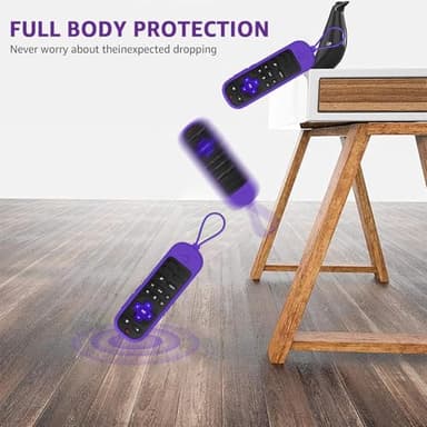 [2 Pack] Climberer Roku Ultra 2024 Silicone Cover Case with Integrated Lanyard - Compatible with Roku Rechargeable Voice Remote Pro (2nd Ed) #RCB1R (Black + Purple) - Image 5