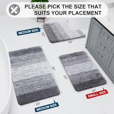Arotive Microfiber Bathroom Rugs, Shaggy Soft and Absorbent Bath Rug, Non-Slip, Thick Plush Machine Washable Dry Bath Mats for Bathroom, Tub and Shower, 47x24, Grey - Image 2