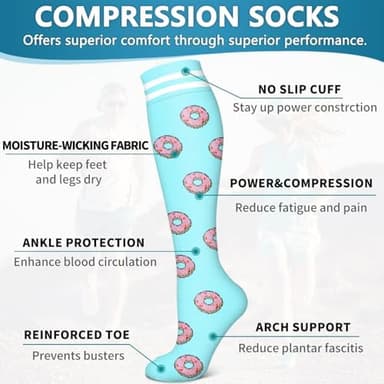 6 Pack Copper Compression Socks for Women and Men Circulation-Best Support for Medical, Running,Nursing,Athletic - Image 6