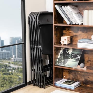 Sweetcrispy Folding Chair 10 Pack, Plastic Foldable Chairs with 330-Pound Capacity, Sturdy Metal Portable Chair, Easy to Use and Store, Outdoor and Indoor, for Home, Office, Party, Comfy, Black - Image 6