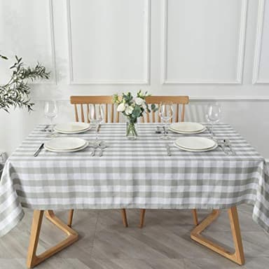 maxmill Square Checkered Tablecloth Water Resistance Antiwrinkle Spillproof Heavy Weight Gingham Table Cloth Buffalo Plaid for Buffet Banquet Parties Holiday Dinner 70 x 70 Inch Grey and White - Image 8