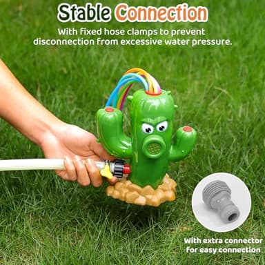 HeySplash Water Sprinkler Toy, Sprinkler for Kids Outdoor Play, Sprinkler Toy with 6 Wiggle Tubes, Outside Backyard Lawn Toys, Splashing Fun for Over 3 Year Boys Girls, Attach to Garden Hose, Cactus - Image 5