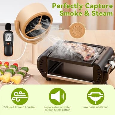 Solaradgy portable range hood with 2-Speed Suction, 125° Adjustable Angle & Reusable Carbon Filter, portable Kitchen Exhaust Fan for Stove, RV & Camping - Image 2