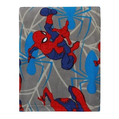 NoJo Marvel Spiderman to The Rescue Red, Gray, and Blue Super Soft Toddler Blanket - Image 1