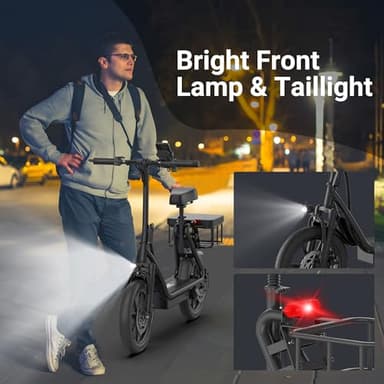 NAVIC T1PRO Electric Scooter,Electric Scooter with Seat,Max 49 Miles Ranges,Top Speed 22 mph,750W Peak Motor for Pets,Cargo with Back Basket - Image 7