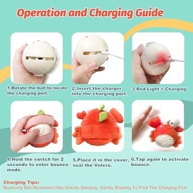 GUKCO Crab Interactive Dog Toys – Rechargeable Self-Play Toy with Motion-Activated Ball & Music Recording Modes for Small, Medium & Large Dogs, Moving Dog Toy to Keep Them Busy - Image 7