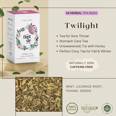 Twilight, Herbal Tea Bags, Fennel, Licorice Root, Mint, Caffeine Free, Tisane - 16 Cups | The Spice Hut - Image 5