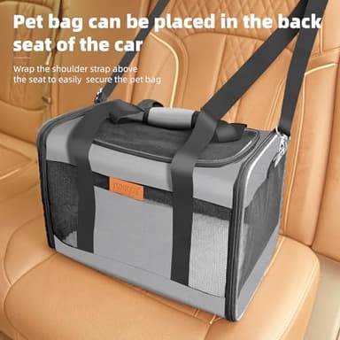 YUNIQUE Soft-Sided Cat & Dog Carrier for Pets Up to 15 Lbs, Airline Approved Collapsible Travel Puppy Carrier with Lightweight Fabric Design (Grey) - Image 9
