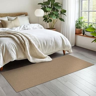 EARTHALL Woven Runner Rug 2x6 Ft Washable Runners for Hallways Cotton Non Slip Rubber Backed Kitchen Runner Braided Indoor Floor Carpet for Entryway, Hallway, Kitchen, Bedroom, Orange/Tan/Brown - Image 8