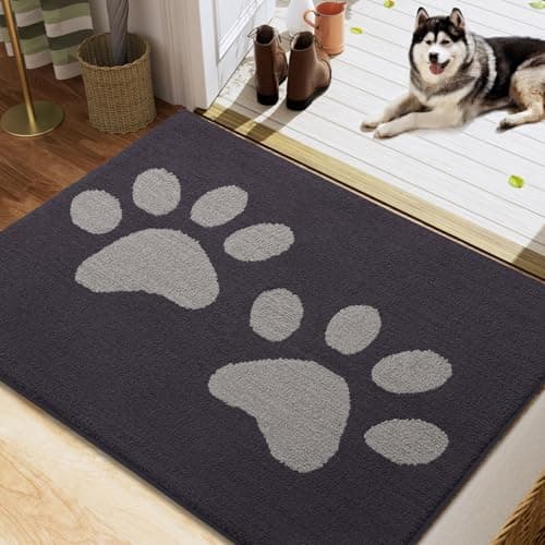 Buganda Dog Door Mat for Muddy Paws, Absorbent Dirt Trapper Washable Indoor Doormats, Non Slip Low-Profile Mud Mat for Dogs, Front Entrance Doormat for Inside Floor (40x32 Inches, Dark Grey) - Image 1