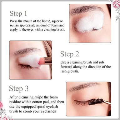 BREYLEE Eyelash Cleanser, Shampoo Foam & Brushes Eyelid Cleanser for Makeup Remover Paraben & Sulfate Free for Salon and Home Use(60ml, 2 fl oz) - Image 3