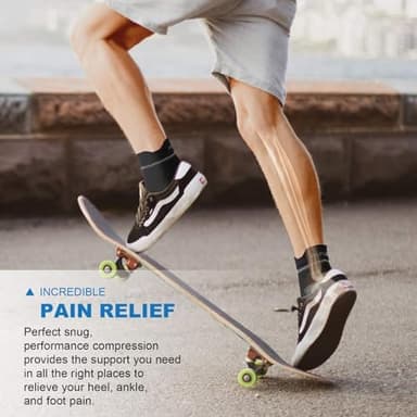 Plantar Fasciitis Sock (6 Pairs) for Men and Women, Compression Foot Sleeves with Arch and Ankle Support (Black, Large - Image 8